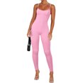 thumbnail image 1 of Bellella Combinaisons pour Femmes Col Rond Pantalon Long Combinaison Extensible Décontractée Bretelles Spaghetti une Pièce Femme 2831 Rose P, 1 of 4