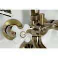 thumbnail image 4 of Kingston Brass KS265PXAB Kingston Three-Handle 2-Hole Tub Wall Mount Clawfoot Tub Faucet with Hand Shower in Antique Brass, 4 of 7
