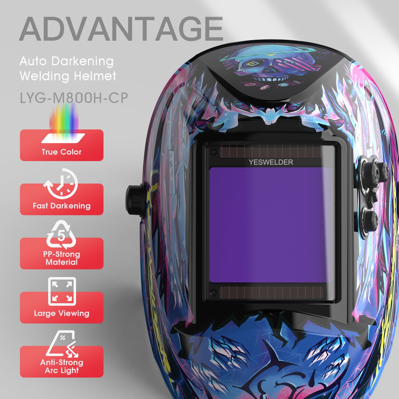 YesWelder Large View Auto Darkening Welding Helmet, 1 Piece