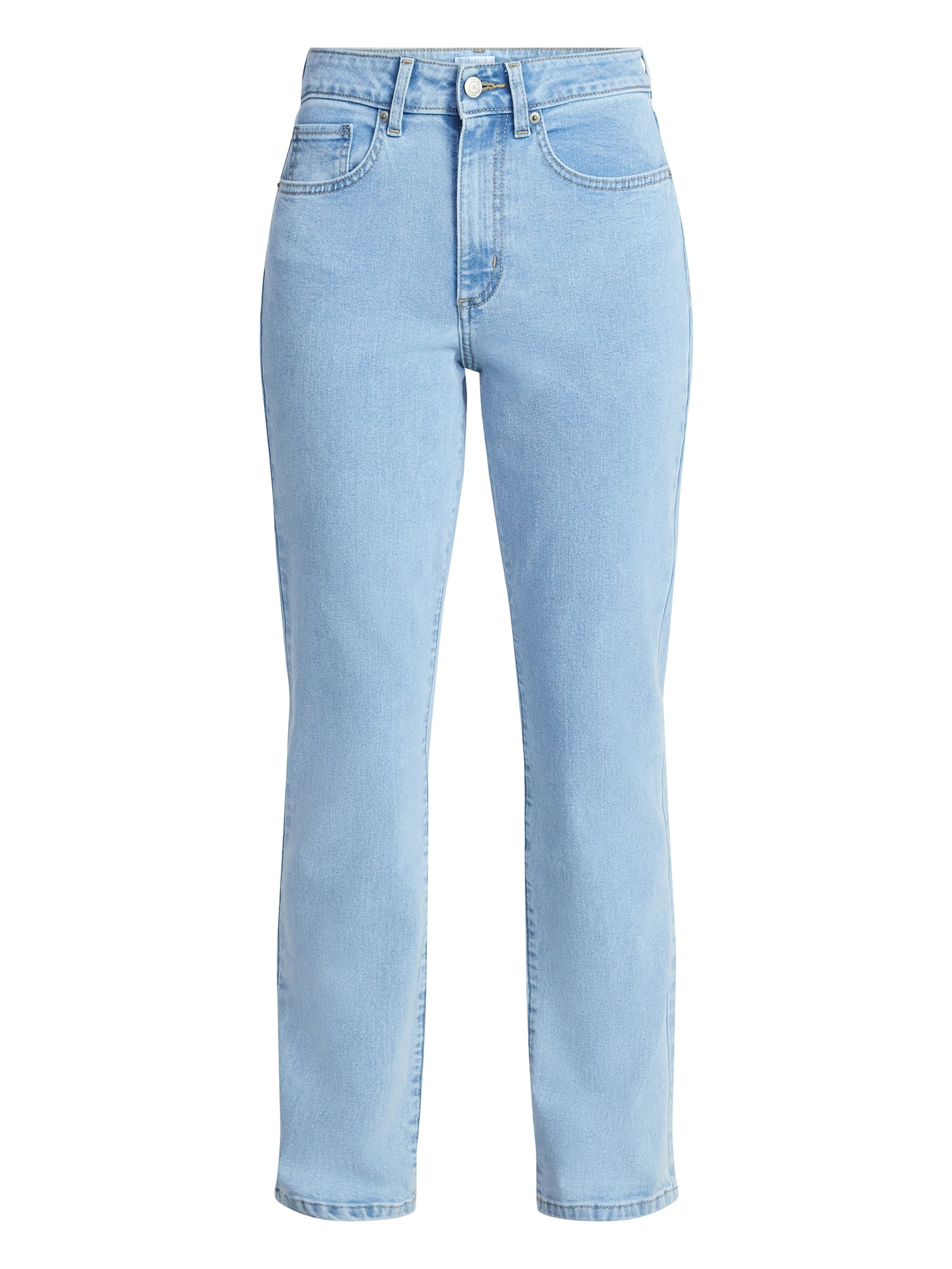 Time and Tru Women's High Rise Curvy Straight Leg Jeans, 29" Inseam, Sizes 0-22