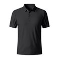 thumbnail image 2 of CCRFTGI Mens Polo Shirt Short Sleeve Wearbreeze 3 Buttons Classic Quick Dry Collared Textured Pullover Shirt Performance Golf T Shirts for Casual Work Athletic Black XL, 2 of 5