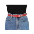 thumbnail image 4 of Cinturones delgados INSPIRE CHIC para mujeres con hebilla rectangular, cinturón de cuero ajustado para pantalones y vestidos, se ajusta a la cintura de 78-95 cm/30.7-37.4" rojo, 4 of 4