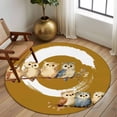 thumbnail image 2 of Round Rug 6Ft Washable Non-Slip, Japanese Style Circle Area Rugs for Living Room Bedroom, Brown Country Vintage Owl Birds Branches Indoor Floor Mats Carpet Runner for Home Decor Aesthetic, 2 of 8