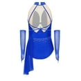 thumbnail image 2 of TTAO Kids Girls Asymmetrical Skirted Leotard Modern Ballet Dance Dress Skating Competition Shiny Camisole Blue 14, 2 of 7