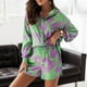 thumbnail image 2 of Conjuntos de trajes de mujer, camisa de manga larga con botones y cuello en V de verano, conjunto de Top y pantalón, camisa informal de moda Odeerbi ODB-2, 2 of 9