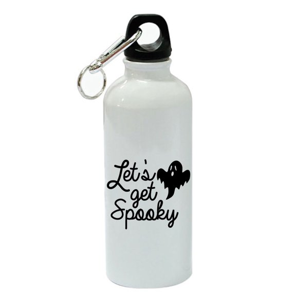 Let's Get Spooky White Aluminum Sports 20 oz Water Bottle