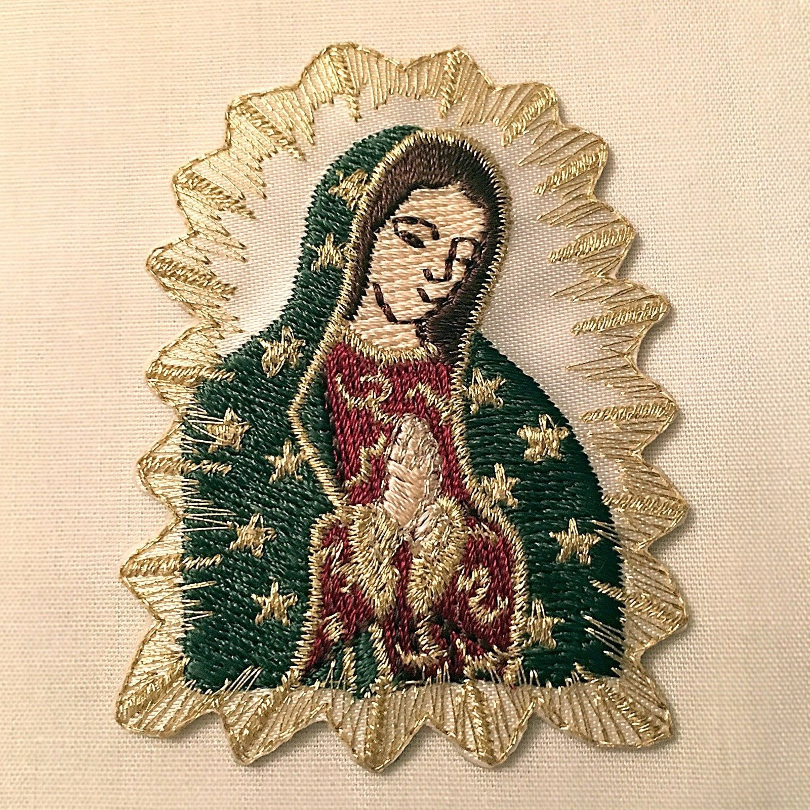 CF3850 Christening Baptism Gifts Guadalupe Virgin Mary Embroidered Iron On Patch