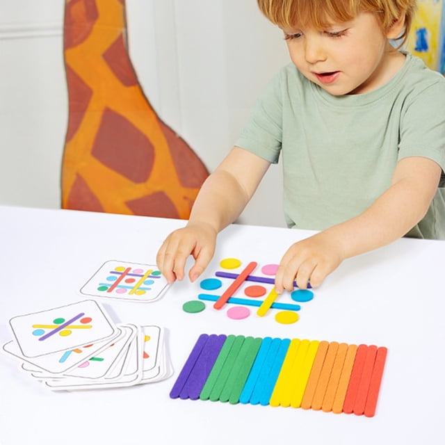 TIMIFIS Colorful Shape Matching Puzzle 52 Piece Set of Early Education Color Sticks Shape Matching Math Enlightenment Addition and Subtraction Training Puzzle Toys Color Identify Education