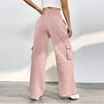 thumbnail image 5 of Biziza Women Sweatpants High-Waisted Overalls Cinch Bottom Womens Sweatpants Elastic Waist Sweatpants Drawstring with Pockets Pink XL, 5 of 7
