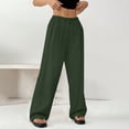 thumbnail image 4 of Comdrip Summer Bottoms for Women, Women's Spring and Summer Thin Solid Color Cotton and Linen Pocket Pants Casual Pants Linen Palazzo Pants Green L, 4 of 9