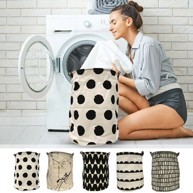 Fiudx Cesta de Lavandería de Cuerda de Algodón, Gran Capacidad, Asas Resistentes, Elegante Diseño Blanco, Ideal para Dormitorio, Uso Doméstico, 40 X 50 Cm.