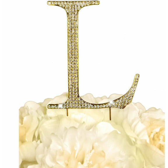 Unik Occasions Collection Rhinestone Wedding Cake Topper, Gold