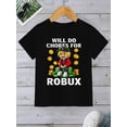 thumbnail image 1 of T-Shirts Garçons T-Shirt Graphique Décontracté Garçons - Polyester Respirant, Col Rond, Manches Courtes, Amusant "WILL DO CHORES for ROBUX" Imprimé - Parfait pour Sorties Printemps, Été et Automne, Tenue Décontractée / Tendance, 1 of 6