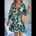 thumbnail image 4 of Vestido de Verano de Tirantes Acampanado con Cuello en V y Mangas Largas para Mujer Verde XL, 4 of 9