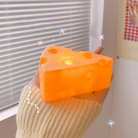 

Shenmeida Portable Cheese Themed Night Light w Timer for Kids Adults Bedroom Nightstand Lamp Lighting Battery Operated Warm White，Multi-size