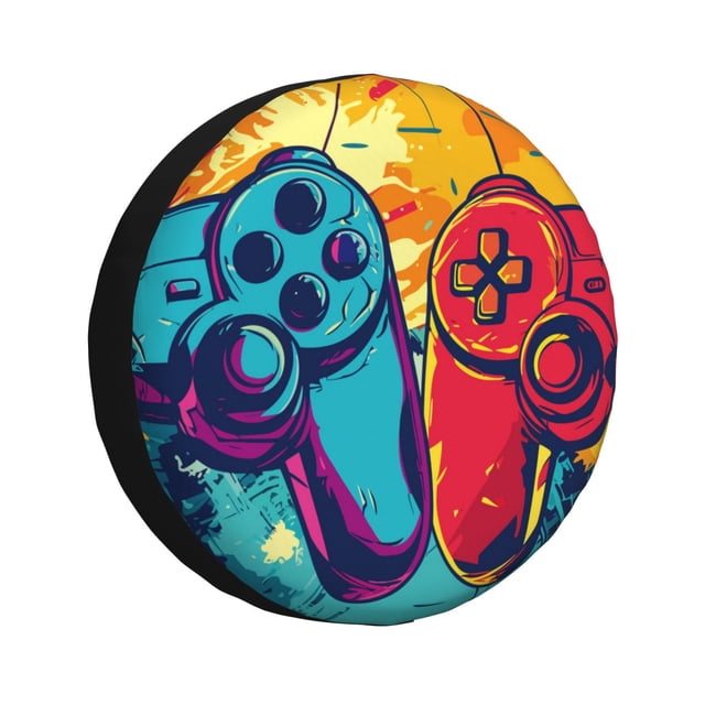 Fotbe Gaming Funda de Llanta de Repuesto con Estampado, Engrosada, Ajuste Universal para Jeep, Remolque, RV, SUV, Camión-16 inch