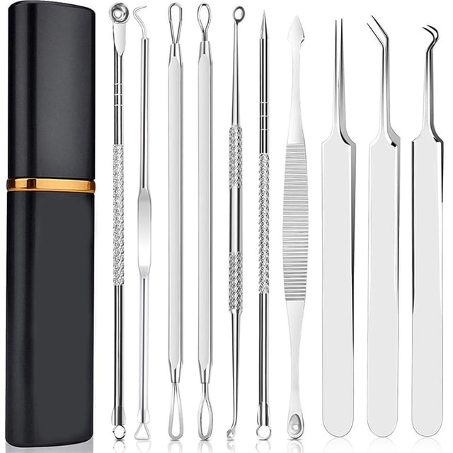 Juego de agujas para espinillas portátil kit de aguja extractora de espinillas herramienta para quitar espinillas juego de agujas para espinillas caja de aluminio de acero