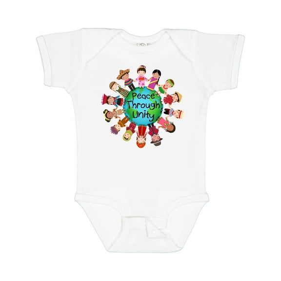 Inktastic Peace Through Unity Boys or Girls Baby Bodysuit