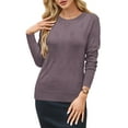 thumbnail image 2 of SOMER Fall Sweaters for Women Cozy Cropped Lightweight Casual Pullover Long Sleeve Crewneck Knit Fall Womens Sweaters Textured,2025 Black Purple Green, 2 of 5