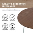 thumbnail image 3 of LeisureMod Rossmore Mid Century Modern Round Side White Powder Coated Steel Frame, MDF Wood with Ash Veneer Top End Circular Accent Table for Living Room and Bedroom, Walnut, 3 of 6