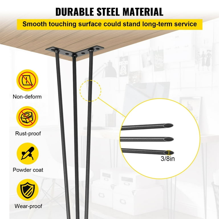 KFFKFF 20" Black Hairpin Table Legs, Set of 4 photo 4