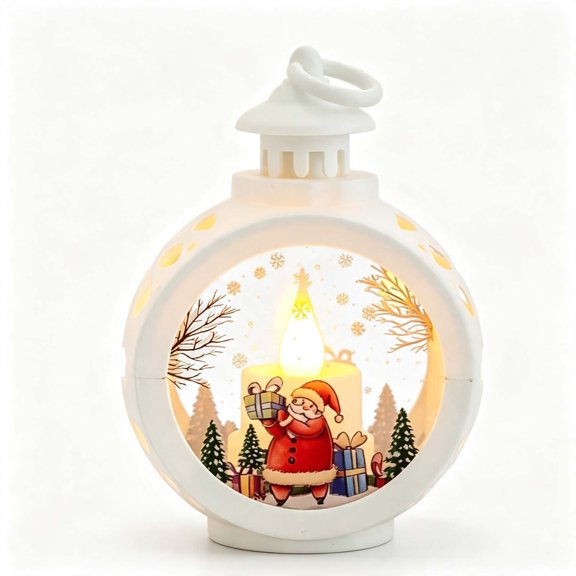 DefiDgd Christmas Santa Claus Pattern LED Candle Lantern Ornament,Desktop Lantern With Hanging Roll for Christmas Living Room Mantel Window Wall Holiday Party Home Decor