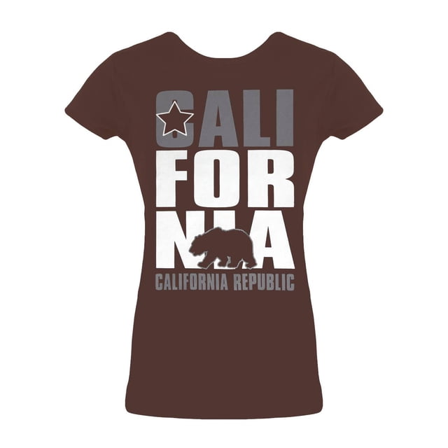 Womens Brown Short-Sleeve California Republic T-Shirt - Large