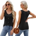 thumbnail image 4 of Zoeecloth Womens Vest Topst-Shirts Crew Neck Tops Women's Cotton Versatile Tee Fashion Buttons Sleeveless Tee Sizes S-XXL, 4 of 9