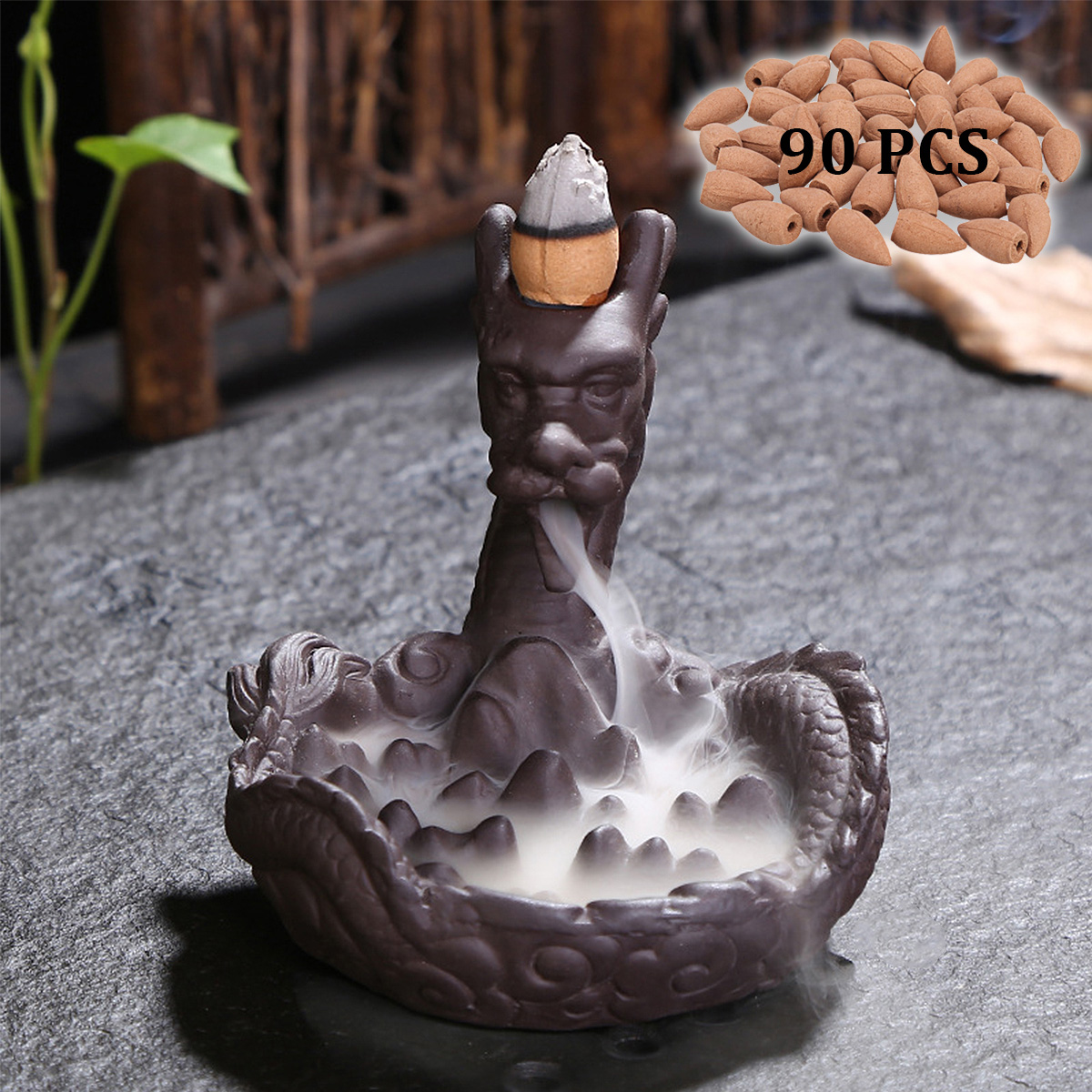 Incense Burner Holder Handmade Dragon Porcelain Backflow Ceramic Statue