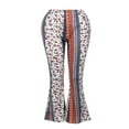 thumbnail image 3 of Femmes Taille Haute Imprimé Pantalon Large Jambe Longue Cloche Évasée Pantalon Bas, 3 of 5
