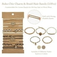 thumbnail image 2 of allydrew Charms and Braided Boho Hair Tie Bracelets for Women, No Damage Elastic Hair Bands, Hair Accessories for Ponytails (10pcs), Beige, 2 of 6