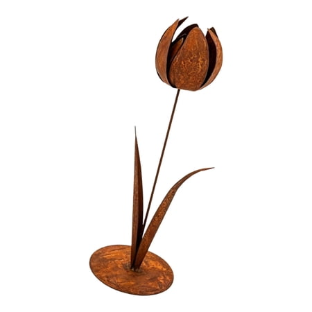 Unique Metal Tulips Flower Stake Handcrafted Faux Tulips Flower Sculpture for Porches And Lawn Embellishment