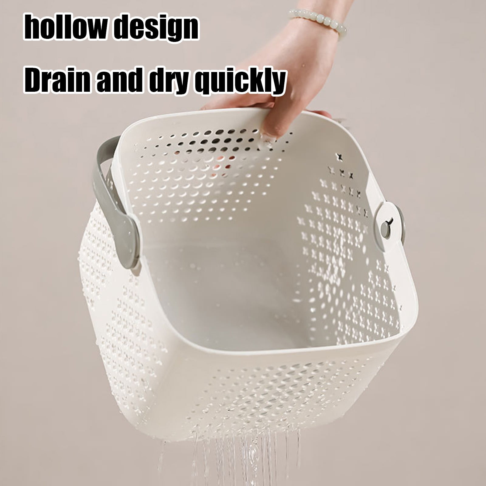 Luxury Handheld Bath Basket for Bathroom Wash and Storage Square Drainage Design with Handle for Shower Spa Organization Holds Shampoo Soap Lotion Cosmetics