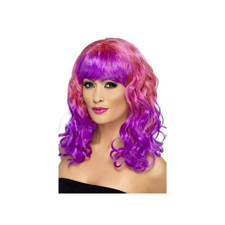 Medium Curly Duo Wig 42396 Smiffy's Pink/Purple