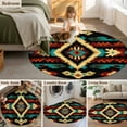 thumbnail image 6 of Boho Orange Teal Round Area Rug 4 FT, Non Slip Indoor Outdoor Rug, Vintage Geometric Southwestern Ethnic Washable Soft Circular Carpet Non-Shedding Floor Mat for Coffee Table Nursery Foyer Balcony, 6 of 9