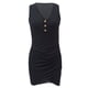thumbnail image 4 of Txlixc Vestido Sin Mangas para Mujer, Color Puro Cuello En V Botón Plisado Envoltura Cadera Vestido Ajustado, Ropa Informal Simple De Una Pieza Txlixc Estilo de ocio, 4 of 6