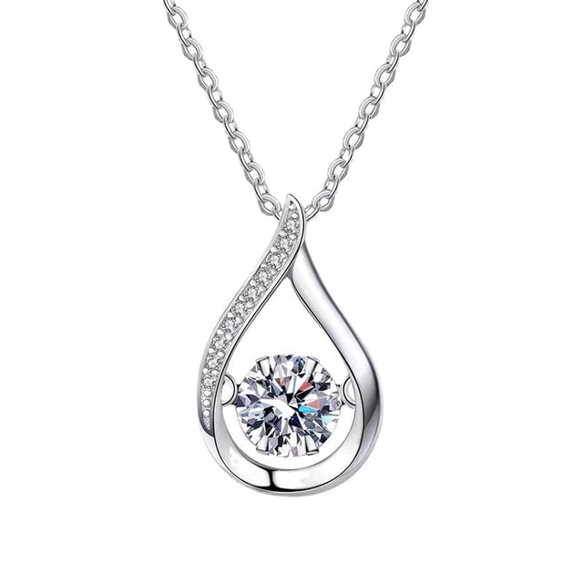 Collar con Dije de Zirconia para Mujer, Collar de Diamante moissani con Gotas de Agua Dinámicas Estilo Coreano de 1 Quilate, Collar de Plata para Mujer