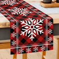 thumbnail image 2 of Christmas Snowflake Table Runner Red Black Buffalo Check Plaid Table Runner Rustic Seasonal Winter Xmas Holiday Decorations for Outdoor Kitchen Dining Living Room Party 13 x 90 Inch, 2 of 7