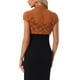 thumbnail image 3 of INSPIRE CHIC Cárdigan de Encaje para Mujeres con Cuello Alto y Botones, Manga Corta, Tapa Hombros XS Caramelo, 3 of 6