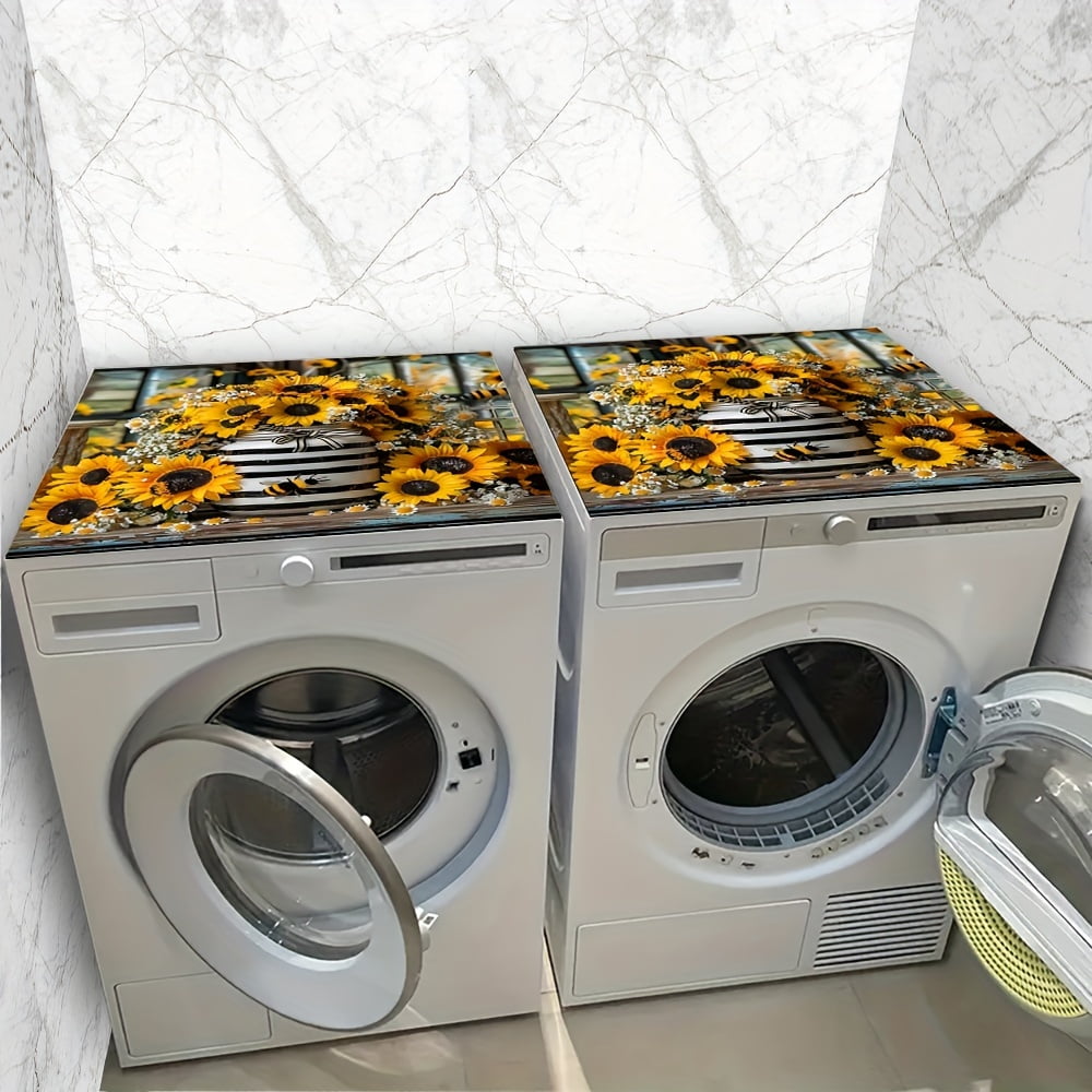 Dish Drying Pad, Sunflowers Pattern Washing Machine Dust Cover Pad, Washstand Drain Mat, Soft Faucet Absorbent Mat, Washstand Cup Mat, Kitchen Accessories, Bathroom Accessories