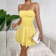 thumbnail image 6 of Women's Sexy Spaghetti Strap Ruched Mini Dress Layered A-Line Graduation Party Sundress, 6 of 9