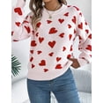 thumbnail image 4 of Heart Sweaters for Women Valentine's Day Casual Loose Lightweight Crewneck Sweater Lantern Sleeve Pullover Tops Shermie, 4 of 6