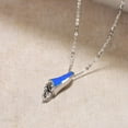 thumbnail image 3 of Fancime Sterling Silver Created Blue Opal Angle Wing Heart Dainty Delicate Necklace October Birthstone Fine Jewelry for Women 16"+2" Extender, 3 of 4