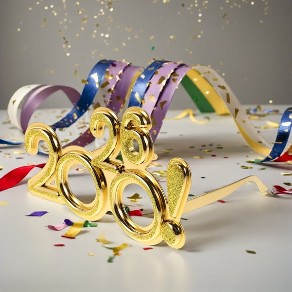 OULII Back to School New Year Photo Glasses Golden PC Photography Prop Celebration Events 1Pcs