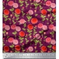 thumbnail image 1 of Soimoi Moss Tissu Georgette Feuilles & Chrysanthème Floral Imprimé 1 Yard 42 Pouces de Large, 1 of 5