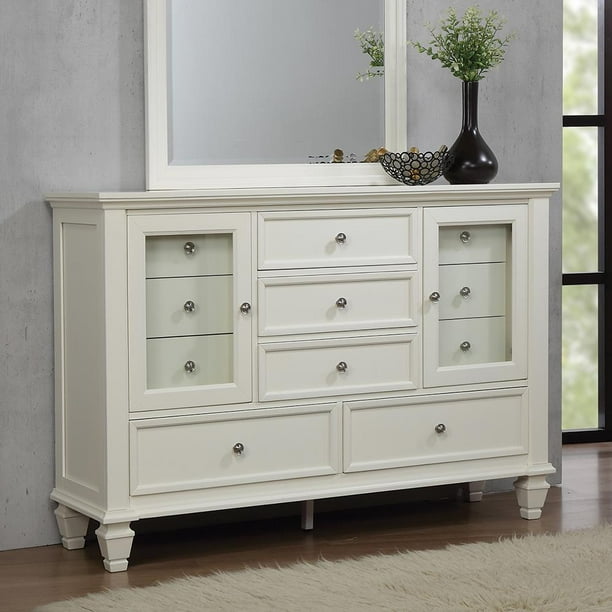 Simple Relax 6-Drawer Wood Dresser With Metallic Block ...