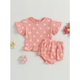 thumbnail image 2 of Biekopu Baby Girl 2Pcs Summer Outfits Short Sleeve Round Neck Floral Tops + Bloomer Shorts Set Infant Clothes, 2 of 9