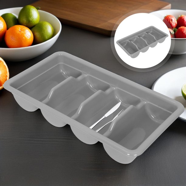 BESTYASH Organizador De Utensilios De Cocina Con Divisor 4 Compartimentos Plástico Para Cajón Y Encimera