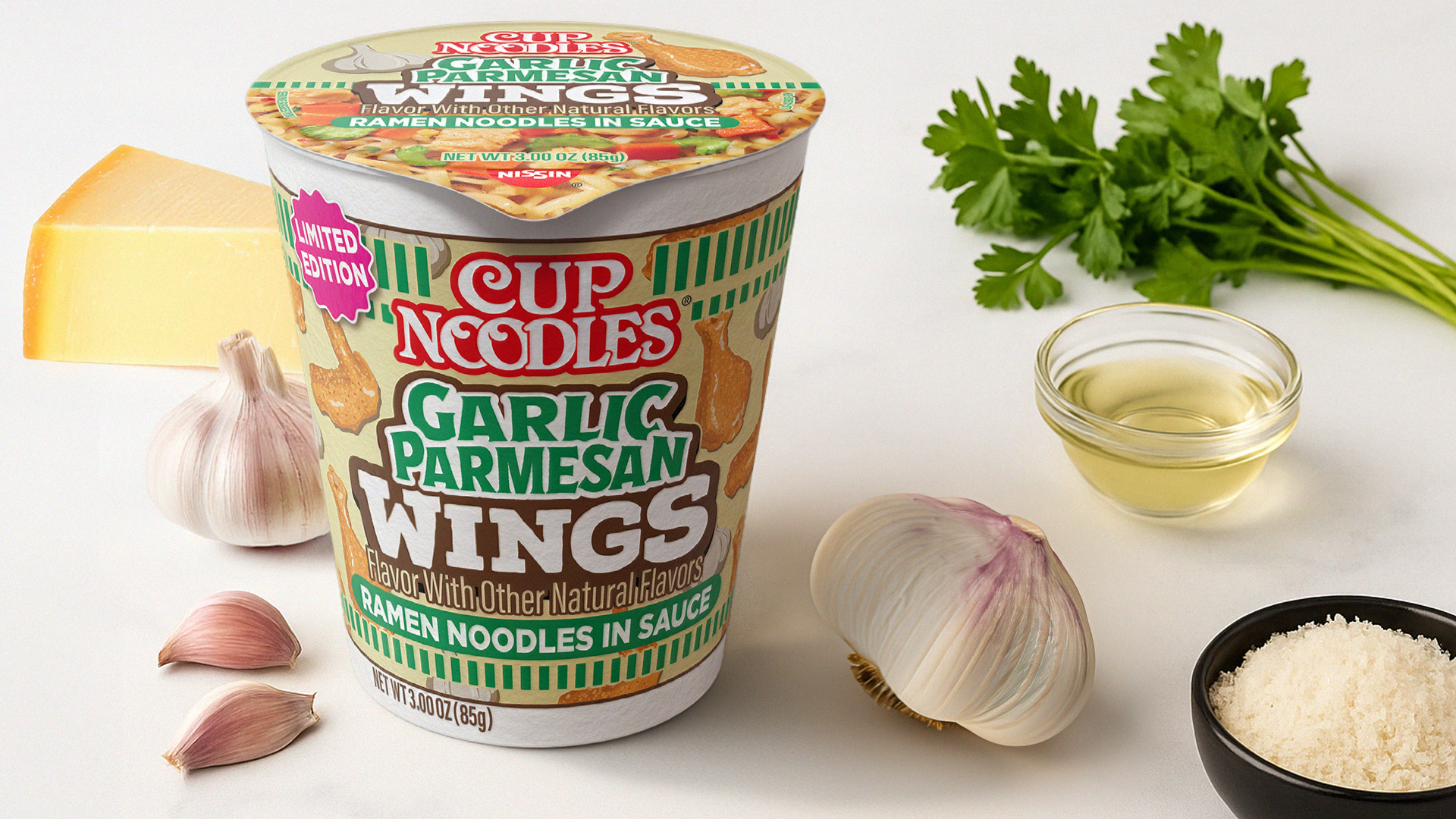 (6 pack) Nissin Cup Noodles Hot Wings Garlic Parmesan Flavor, 3.0 oz Cup, Limited Edition