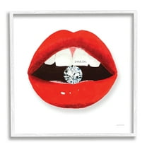 Stupell Industries Shine on Red Lips Typography Painting White Framed Art Print Wall Art, 24 x 24